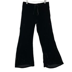 CHASER sz X Small Lounge Pants Velvet Silk Blend Tie Waist Wide Leg Black